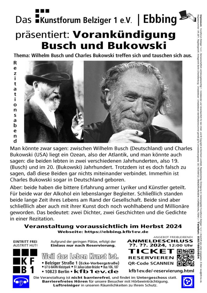 Vorankündigung Busch und Bukowski